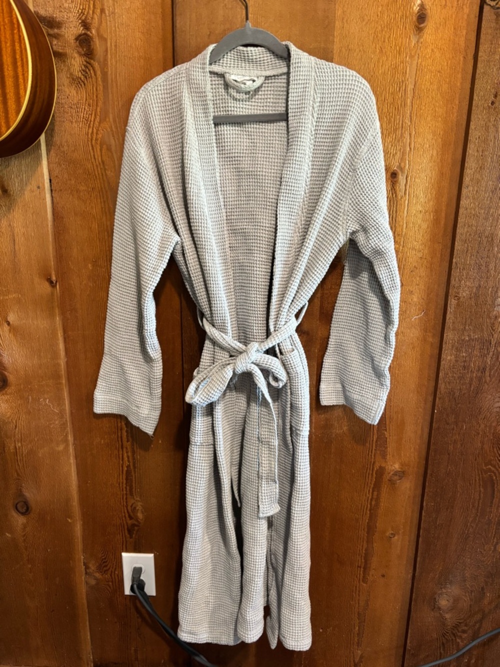 COYUCHI Organic Cotton Waffle Robe | Light Grey | Size M/L | Made in Turkey